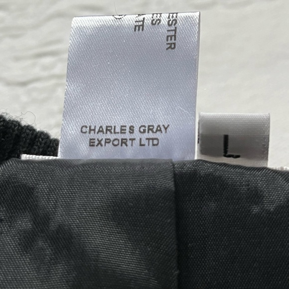 NWT CHARLES GRAY LONDON Black Gray Metallic Front Zip Bomber Jacket L - Picture 13 of 16